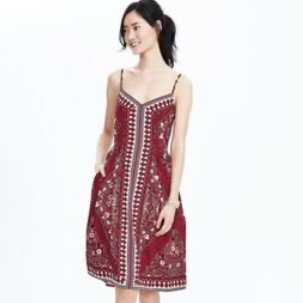 Banana Republic Red Sleeveless Sundress Midi